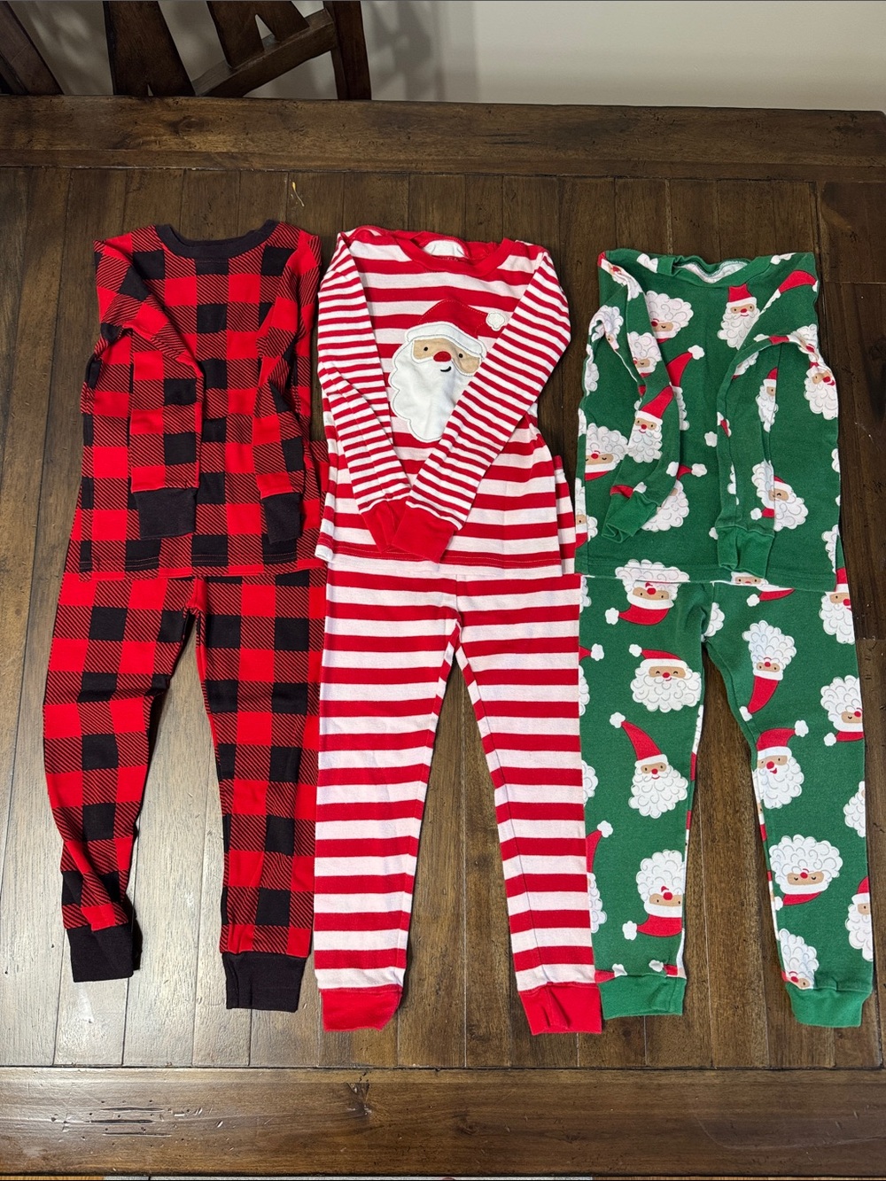 Carters 4T Holiday Santa & Plaid Pajama Sets
